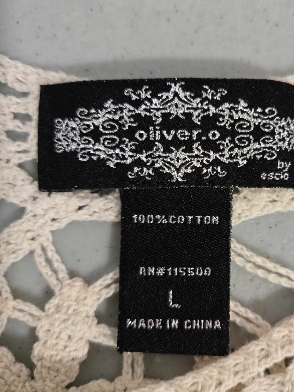 Oliver/ Anthropologie Crochet Lace with Black embroidery tunic large Boho Hippie - Picture 8 of 11